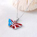 wholesale 925 Sterling Silver Puerto Rican Flag Butterfly Coqui Frog Necklace for Women Men s USA Made 925 Sterling SIlver Chain Length Adjustable from 46cm to 73cm (18 - 29)-0-2