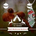 wholesale 925 Sterling Silver Green Agate Red Enamel Mushroom & Snail Pendant Necklace Gift for Her-0-5