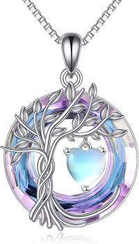 wholesale 925 Sterling Silver Crystal Tree of Life Necklace for Women-06-Jun-Moonstone
