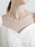 wholesale 925 Sterling Silver 925 Cubic Zirconia Cross Pendant Necklace for Women -0-3
