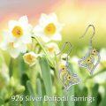 wholesale 925 Sterling Silver Yellow Gold Plated Daisy Heart Shape Drop Earrings-0-5