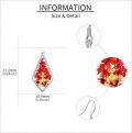 wholesale 925 Sterling Silver Red & Yellow Floral Cubic Zirconia-Shaped Drop Earrings-0-3