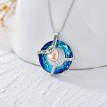 wholesale TOUPOP Jewelry For Her Sterling Silver Forever Love Heart Pendant Necklace With Blue Circle Crystal For Women Jewelry Birthday Anniversary Christmas Gifts -0-3