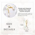 wholesale 14K Gold Moissanite Pearl Drop Earrings, 29mm Dangle Lever Back, Hypoallergenic Gift for Women-0-2