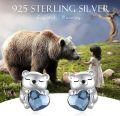 wholesale 925 Sterling Silver Bear Heart Stud Earrings - Cute Animal Design Hypoallergenic Gift for Women-0-6