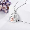 wholesale 925 Sterling Silver Lion and Cub Heart Pendant Necklace with Love You Forever Inscription-0-2