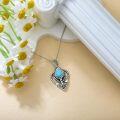 wholesale Vintage 925 Sterling Silver & Natural Larimar Anchor Necklace, Blue Stone, 18 Chain-0-4