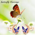 wholesale 925 Sterling Silver Blue Enamel Butterfly Stud Earrings Celtic Moon Irish  for Women-0-5
