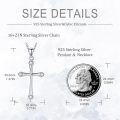wholesale 925 Sterling Silver Cubic Zirconia Cross Pendant Necklaces for Women and Girls s 45cm Chain Length-0-3