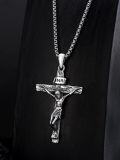 wholesale 925 Sterling Silver Crucifix Pendant Necklace for Men - INRI Design (24 Length)-0-5