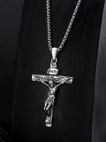 wholesale 925 Sterling Silver Crucifix Pendant Necklace Jesus Christ Cross With Chain-0-5