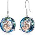 wholesale 925 Sterling Silver Blue Crystal Sloth Drop Earrings for Women-0-0
