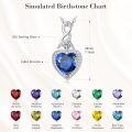 wholesale 925 Sterling Silver AAAAA Cubic Zirconia Heart Pendant Necklace with 12 Birthstones - Adjustable 18-22 Chain-0-4