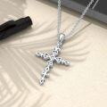 wholesale 925 Sterling Silver Heart-Shaped Pendant with Cubic Zirconia and Fleur-de-Lis Design Necklaces for Women-0-4