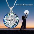 wholesale 925 Sterling Silver Sun and Moon Pendant with Blue Crystal Stone for Women's -0-2