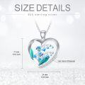 wholesale 925 Sterling Silver Blue Lily of the Valley Birth Flower Heart Pendant Necklace for Women-0-5
