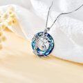 wholesale 925 Sterling Silver Blue Crystal Tree of Life Hamsa Hand Evil Eye Pendant Necklace-0-4
