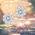 wholesale 925 Sterling Silver Lotus Flower Cubic Zirconia Stud Earrings for Women Girls  4mm Diameter-0-1