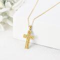 wholesale 14K Gold Solid Tree of Life Cross Pendant Necklace Jewelry for Women-0-2