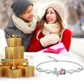 wholesale 925 Sterling Silver Pink Crystal Butterfly Charm Bracelet for Girls & Teenagers-0-5