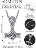 wholesale 925 Sterling Silver Viking Wolf Head Thor's Hammer Mjolnir Pendant Necklaces for Men with 3+2 Rolo Chains-0-1