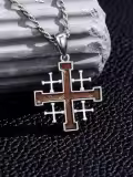 TOUPOP 925 Sterling Silver Jerusalem Cross Necklace Pendant For Men-0-3