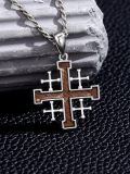 TOUPOP 925 Sterling Silver Jerusalem Cross Necklace Pendant For Men-0-3