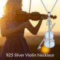 wholesale 925 Sterling Silver Opal Violin Bow Pendant Necklace for Women-0-22