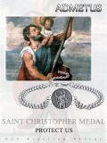 wholesale 925 Sterling Silver Saint Christopher Medal Charm Bracelet with Extender Chain for Men Women Boys Girls Protection  (Silver Tone)-0-5