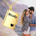 wholesale 10K Gold Book Shaped Locket Pendant Necklace with Heart Charm and Chain - Fine s for Women-0-5