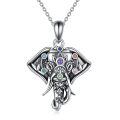 TOUPOP 925 Sterling Silver Chakra Stone Elephant Necklace Pendant-0-0