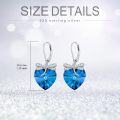 wholesale 925 Sterling Silver Blue Crystal Dragonfly Heart Leverback Earrings-0-4