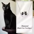 wholesale 925 Sterling Silver Black Cats & Stars Crescent Moon Pendant Necklaces Wholesale for Women-0-4