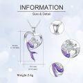 wholesale 925 Sterling Silver Heart-Shaped Mermaid with Purple Tail and Crystal Accents Pendant Necklace-0-4