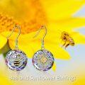 wholesale TOUPOP Bee Sunflower Earrings Sterling Silver Crystal Dangle Drop Earrings Bee Gifts For Women Christmas Birthday Jewelry For Women -0-4