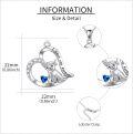 wholesale 925 Sterling Silver Blue Crystal Heart Highland Cow Love Forever Pendant Necklace Gifts for Women Girls-0-3