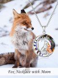 wholesale S925 Sterling Silver Blue Crystal Rose Gold Plated Fox Moon Necklace for Luck & Fortune-0-1