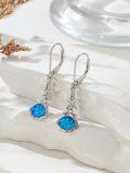 wholesale 925 Sterling Silver Blue Opal Starfish Shell Drop Dangle Earrings Sea Beach Ocean  for Women Girls-0-1