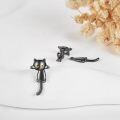 wholesale 925 Sterling Silver Black Cat Stud Earrings for Women Animal Lover Gifts-0-2