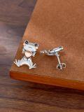wholesale Sterling Silver Animal Stud Earrings Cute Axolotl Cow Pig Koala Frog Bulldog Panda Highland Cow Bee Cat for Women Christmas Birthday-0-80