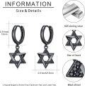 wholesale 925 Sterling Silver Star of David Drop Earrings with Black Rhodium Plating and Blue Stones-0-5