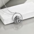wholesale 925 Sterling Silver Wolf Head Circle Rope Chain Pendant Necklace s for Women-0-1