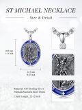 wholesale 925 Sterling Silver &  St Michael's Guardian Angel Medal Pendant with Blue Enamel and Psalm 91:10 Inscription - Catholic Protection  for Men/Women-0-1