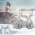 wholesale 925 Sterling Silver 925 Teardrop Mermaid & Starfish Drop Earrings w/Abalone Shell & Green Enamel-0-4