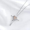 wholesale 925 Sterling Silver Heart-Shaped Cross Pendant with Natural Mustard Seed and Cubic Zirconia - Christian Faith  for Women & Moms-0-4