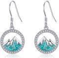 wholesale 925 Sterling Silver Mountain Turquoise Stone Drop Earrings-0-0