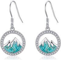wholesale 925 Sterling Silver Mountain Turquoise Stone Drop Earrings-Mountain