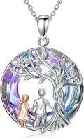 wholesale 925 Sterling Silver Amethyst Crystal Tree of Life Pendant Necklaces for Sisters and Brothers Gifts-0-1