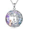 wholesale 925 Sterling Silver Tree Of Life Couple Pendant Necklace Purple Crystal Rose Gold-0-1