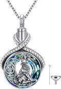 wholesale TOUPOP Wolf Urn Necklace Sterling Silver Crystal Urn Necklace For Ashes Cremation Jewelry For Ashes Memory Jewelry For Women Men -0-0